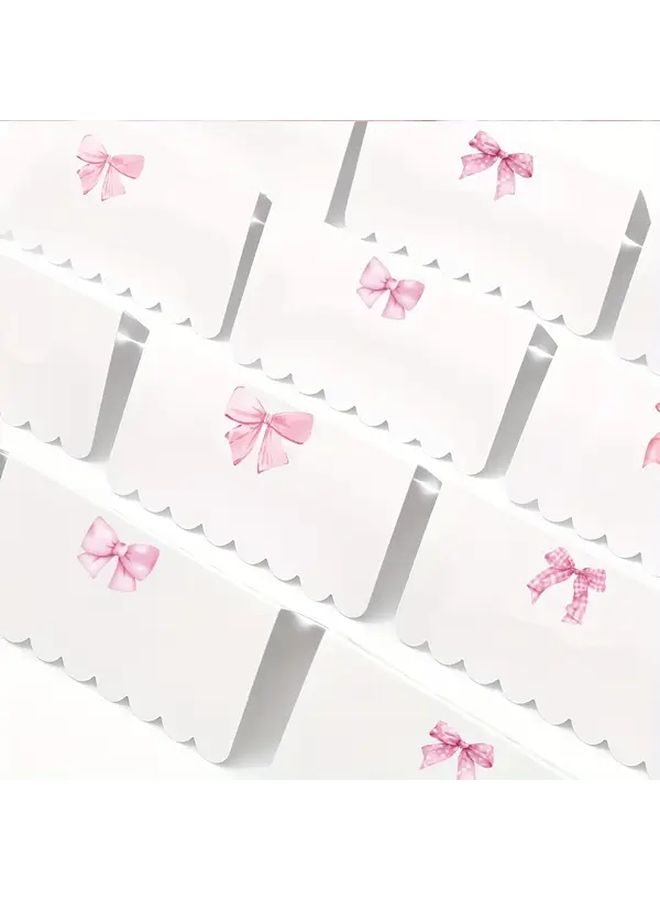 50Pcs Pink Bow Knot Folding Greeting Cards for Birthday Holiday Handwritten Blessing - Image 5
