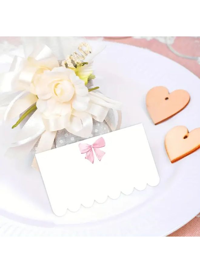 50Pcs Pink Bow Knot Folding Greeting Cards for Birthday Holiday Handwritten Blessing - Image 3