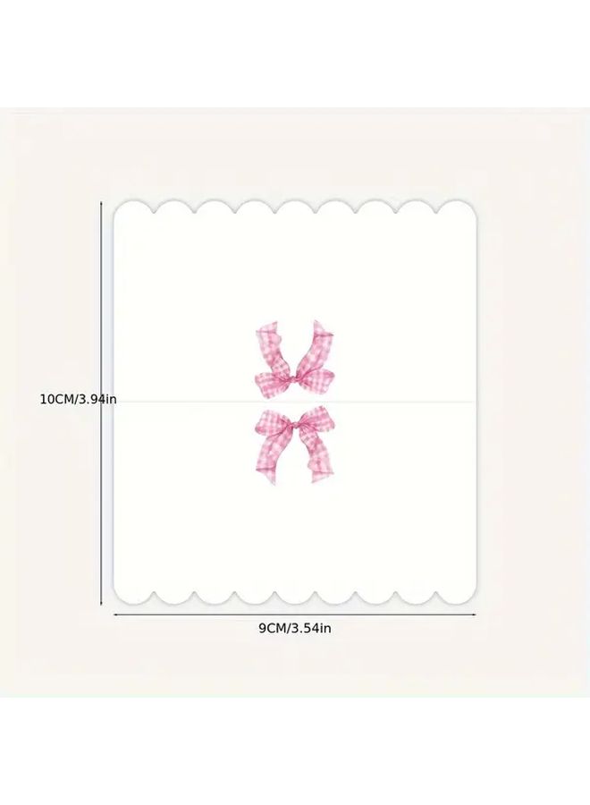 50Pcs Pink Bow Knot Folding Greeting Cards for Birthday Holiday Handwritten Blessing - Image 2