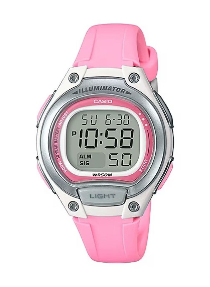 CASIO Digital Women’s Watch LW‑203‑4AVDF, 38 mm Grey Dial & Pink Resin Band, Water Resistant - Image 1