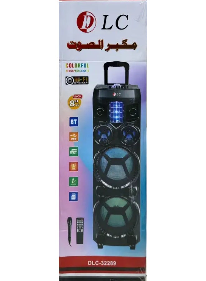 دي إل سي  مكبر صوت متنقل مزود بأضواء ملونة - بلوتوث، راديو FM، منفذ USB، مدخل AUX، ميكروفون كاريوكي محمول مع جهاز تحكم عن بعد - Image 1