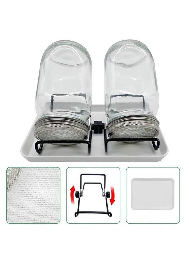 Beauenty - Jar Sprouting Kit-2pack 32oz Complete Wide Mouth Jar Sprouting Kit with Stainless Steel Sprouter Lids,Stand &Tray,Sprouting Jars for Bean Broccoli Alfalfa Radish Sunflower Seed - Image 1