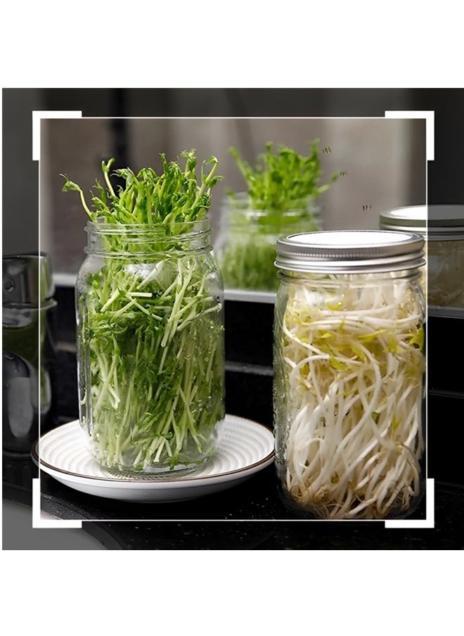 Beauenty - Jar Sprouting Kit-2pack 32oz Complete Wide Mouth Jar Sprouting Kit with Stainless Steel Sprouter Lids,Stand &Tray,Sprouting Jars for Bean Broccoli Alfalfa Radish Sunflower Seed - Image 1