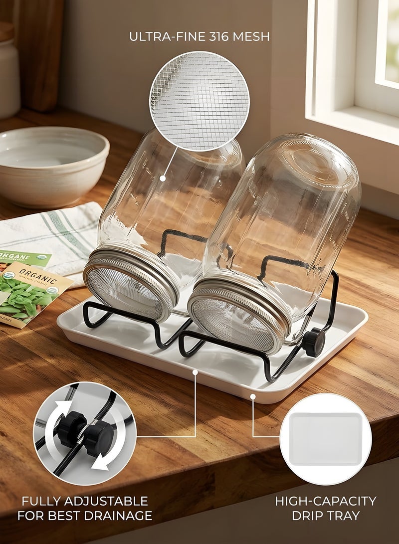 Beauenty Jar Sprouting Kit-2pack 32oz Complete Wide Mouth Jar Sprouting Kit with Stainless Steel Sprouter Lids,Stand &Tray,Sprouting Jars for Bean Broccoli Alfalfa Radish Sunflower Seed - Image 2