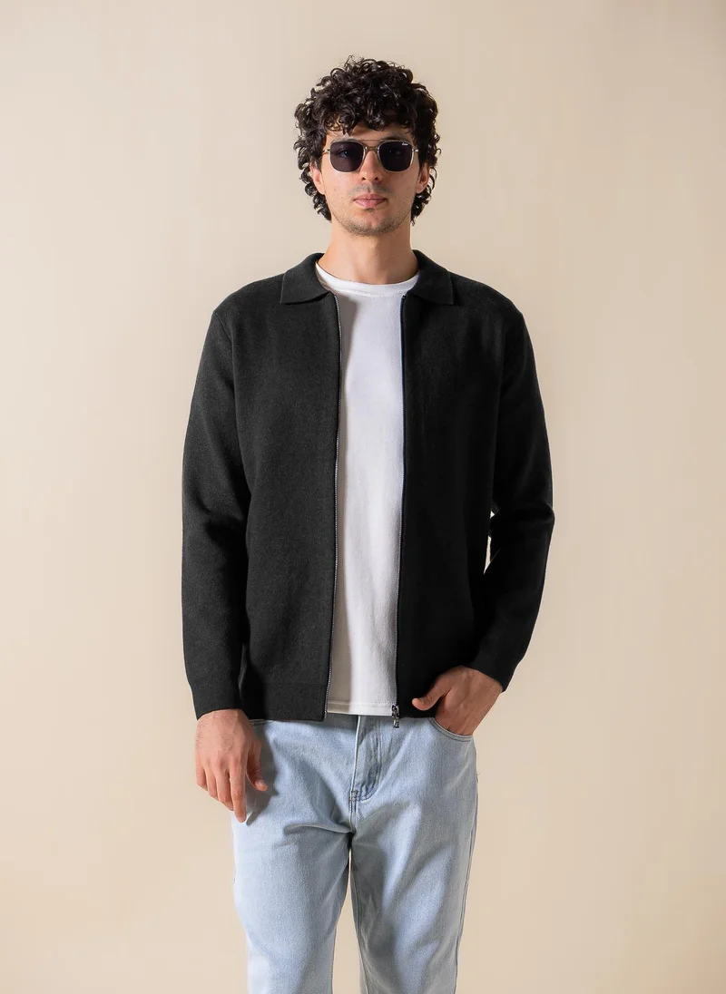 FINE KNIT ZIP-UP JACKET
