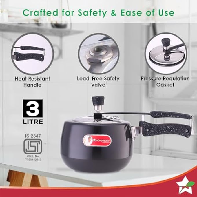 Wonderchef Taurus Hard Anodized Pressure Cooker 3 Litre - Image 4