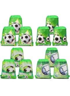 JOLLITY LLC Drawstring Bag for Boys/Girls Travel Storage Package Cartoon School Backpack Children Kids Birthday Party Favors Bags (Football Soccer 12 pcs)  - Image 1