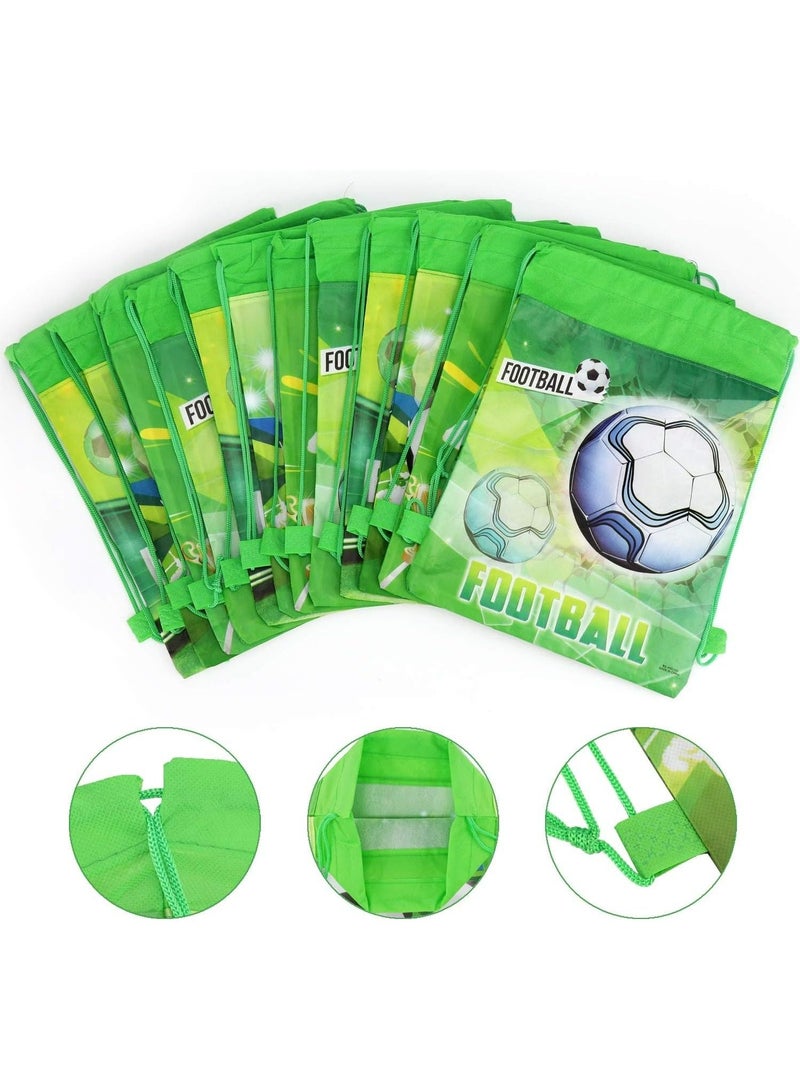 JOLLITY LLC Drawstring Bag for Boys/Girls Travel Storage Package Cartoon School Backpack Children Kids Birthday Party Favors Bags (Football Soccer 12 pcs) - Image 2