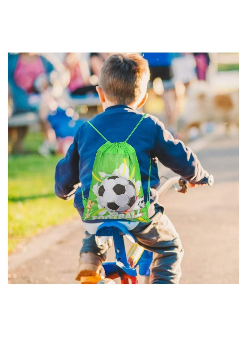 JOLLITY LLC Drawstring Bag for Boys/Girls Travel Storage Package Cartoon School Backpack Children Kids Birthday Party Favors Bags (Football Soccer 12 pcs) - Image 5