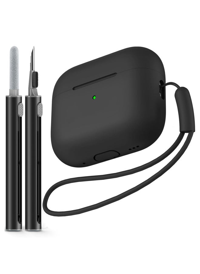 Suitable For AirPods Pro2 Silicone One-Piece Thickeneded Headphone Protective Cover With Cleaning Pen And Carabiner