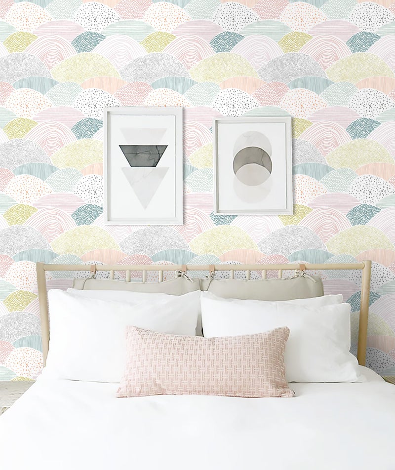 CiCiwind Peel and Stick Wallpaper Colorful Dot Contact Paper Boho Wall Paper 197"×15.5" Removable Self-Adhesive Kids Room Pink Wallpaper for Cabinets Bedroom Decor Wall Covering Vinyl Rolls - Image 3