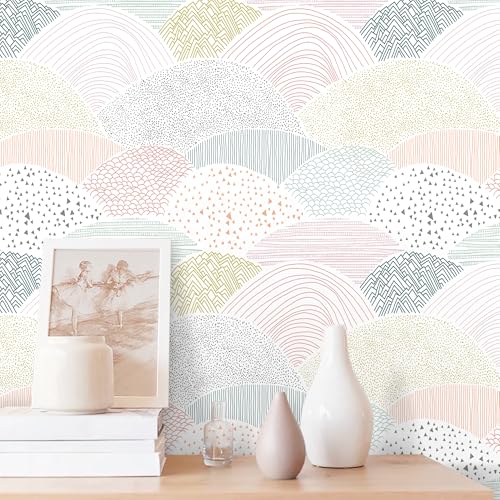 CiCiwind Peel and Stick Wallpaper Colorful Dot Contact Paper Boho Wall Paper 197"×15.5" Removable Self-Adhesive Kids Room Pink Wallpaper for Cabinets Bedroom Decor Wall Covering Vinyl Rolls - Image 1
