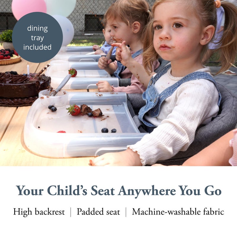 Inglesina Fast Table Chair - Stone Gray Melange + Fast Dining Tray - Portable Baby High Chair - for Babies & Toddlers up to 37 lbs - Fits Tables 0.8'' to 3.5'' Thick - Compact - Travel Bag Included - Image 2