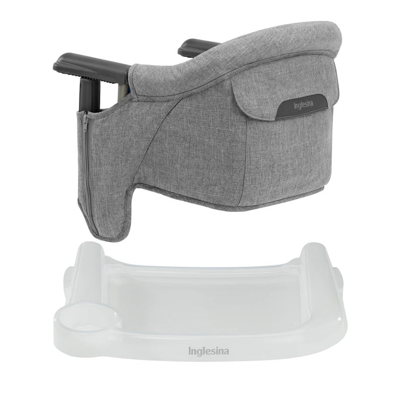 Inglesina Fast Table Chair - Stone Gray Melange + Fast Dining Tray - Portable Baby High Chair - for Babies & Toddlers up to 37 lbs - Fits Tables 0.8'' to 3.5'' Thick - Compact - Travel Bag Included - Image 1