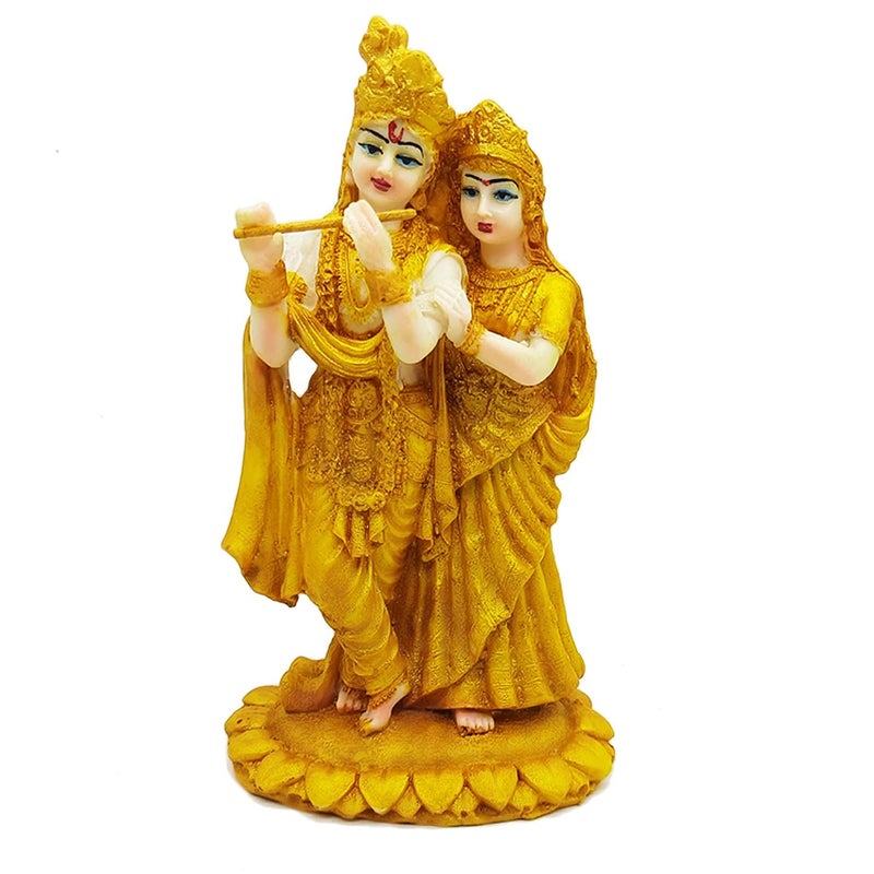 ascension Radha Krishna ji Jugal Jodi Murti Poly Resin Marble Crush for Home Mandir Temple Showpiece Idol Statue Gifts Home Decor Temple Pooja Golden - Image 4