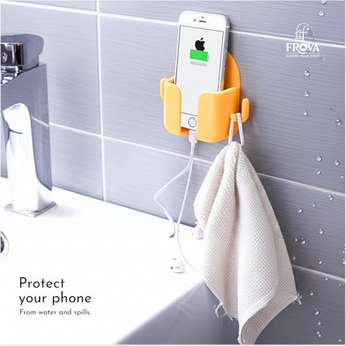 FROVA Mobile Holder for Home – Self-Adhesive Mobile Stand for Wall with Dual Hooks, Multipurpose Remote Holder Wall Mount for Phone, AC Remote & Earphones – Durable ABS Build, Pack of 4 (Random Color) - Image 5