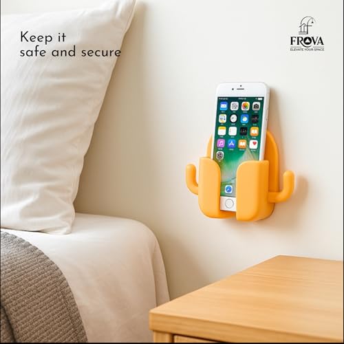 FROVA Mobile Holder for Home – Self-Adhesive Mobile Stand for Wall with Dual Hooks, Multipurpose Remote Holder Wall Mount for Phone, AC Remote & Earphones – Durable ABS Build, Pack of 4 (Random Color) - Image 4