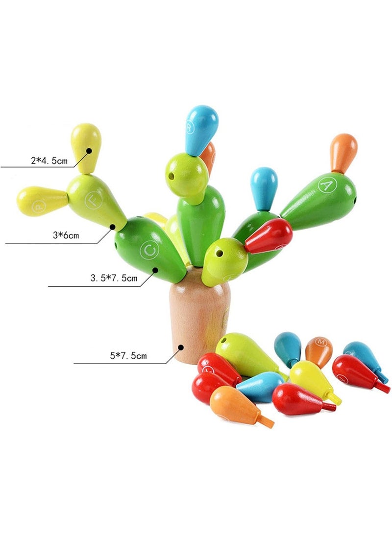 JD Wooden Cactus Balance Game for Kids, Educational Stacking Building Blocks Toy, Montessori Balancing Puzzle, Fine Motor Skill & Early Learning Toy for Boys & Girls - Image 5