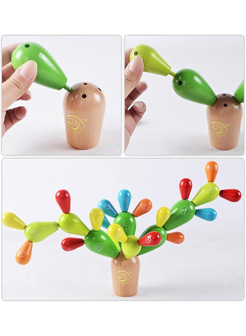 JD Wooden Cactus Balance Game for Kids, Educational Stacking Building Blocks Toy, Montessori Balancing Puzzle, Fine Motor Skill & Early Learning Toy for Boys & Girls - Image 4