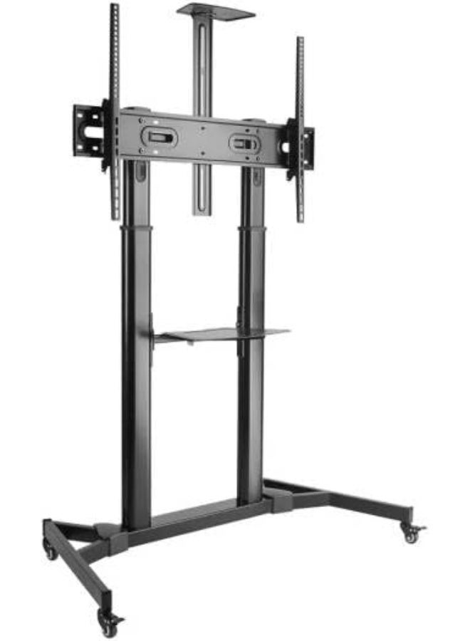 Skilltech Manual Lifting Height Adjustable Ultra-Large Display TV Stand For Most 60" - 100" Screen Up to 100kg Weight Capacity Material Steel Aluminum Plastic Black | SH 666TW - Image 1