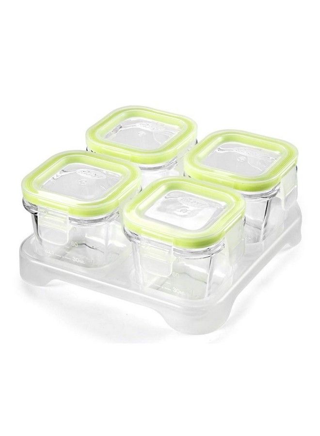 Matyz 4 Pack Glass Baby Food Containers With Airtight Lids And Stackable Tray (Mint Green 3 Oz Each) Glass Food Containers Freezer Safe For Baby Toddler Stackable Baby Food Containers Glass - Image 2