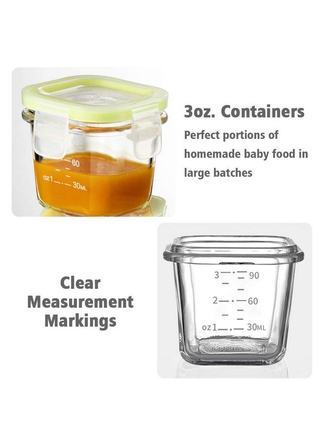 Matyz 4 Pack Glass Baby Food Containers With Airtight Lids And Stackable Tray (Mint Green 3 Oz Each) Glass Food Containers Freezer Safe For Baby Toddler Stackable Baby Food Containers Glass - Image 5