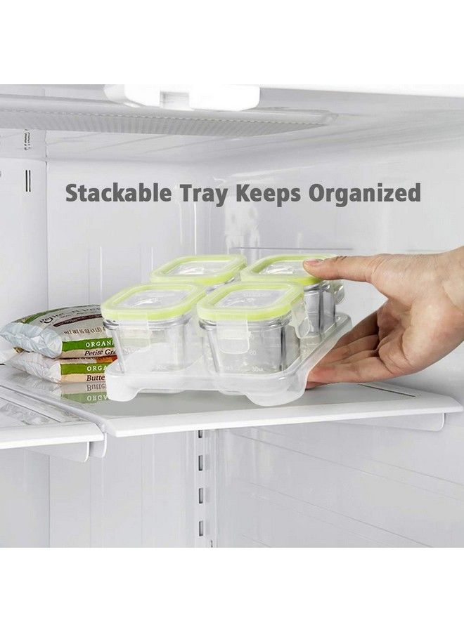 Matyz 4 Pack Glass Baby Food Containers With Airtight Lids And Stackable Tray (Mint Green 3 Oz Each) Glass Food Containers Freezer Safe For Baby Toddler Stackable Baby Food Containers Glass - Image 4