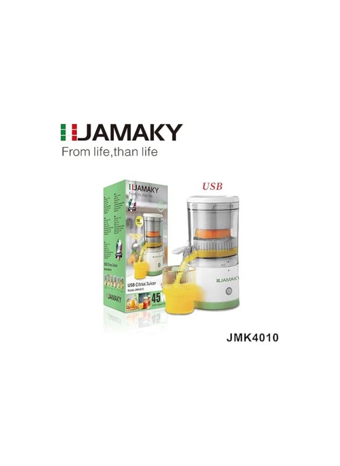 JAMAKY Italy Jamaki USB Citrus Juicer - 45W, JMK 4010, Italian Technology Hands Free Electric Orange Juicer, Easy Squeeze Fruit and Vegetable Juicer - Portable USB Electric Orange Juicer for Orange, Lemon, Tomato, Grape Juice - Italian  - Image 1