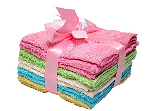 AMBSS SYS Deluxe 100% Cotton Washcloths, Machine Washable New Improved Wash Cloths for Bathroom, Face & Body Cloths, Cleaning Rags or Around The House- Colors May Vary - New Pack- 12pk - Image 1
