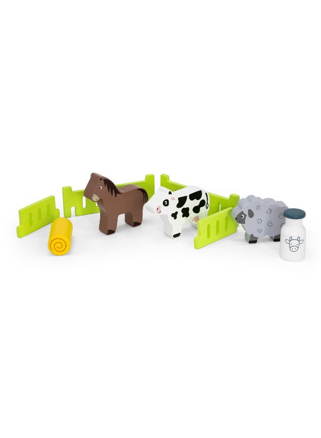 Viga Farm Tractor Wooden Toy with Animals and Trailer – Educational Roleplay Set for Toddlers and Preschoolers - Image 2