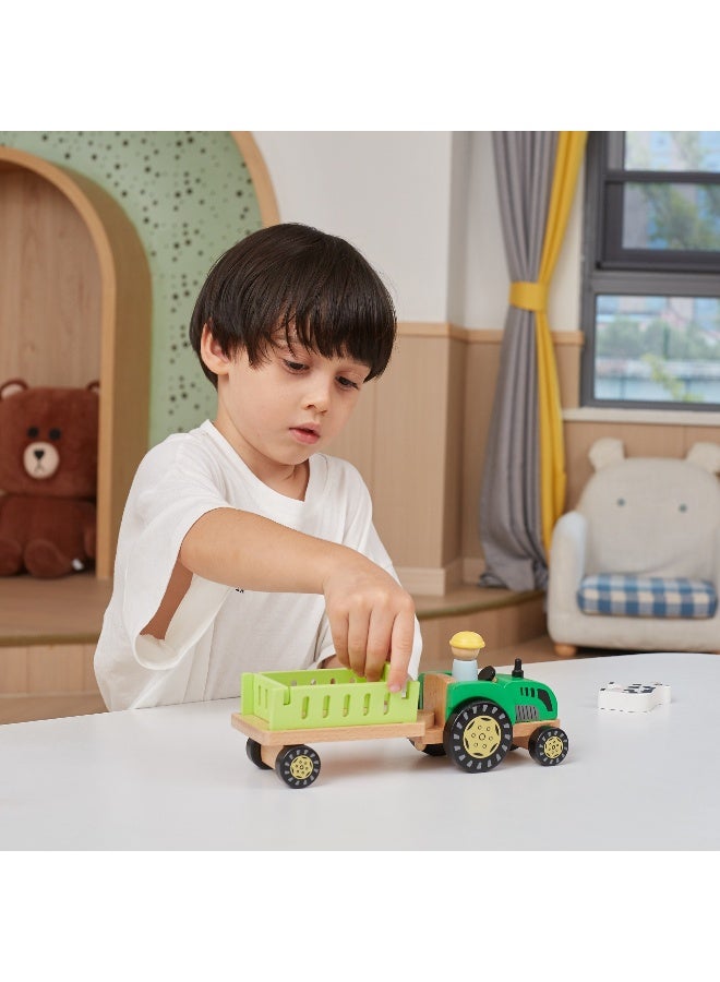 Viga Farm Tractor Wooden Toy with Animals and Trailer – Educational Roleplay Set for Toddlers and Preschoolers - Image 4