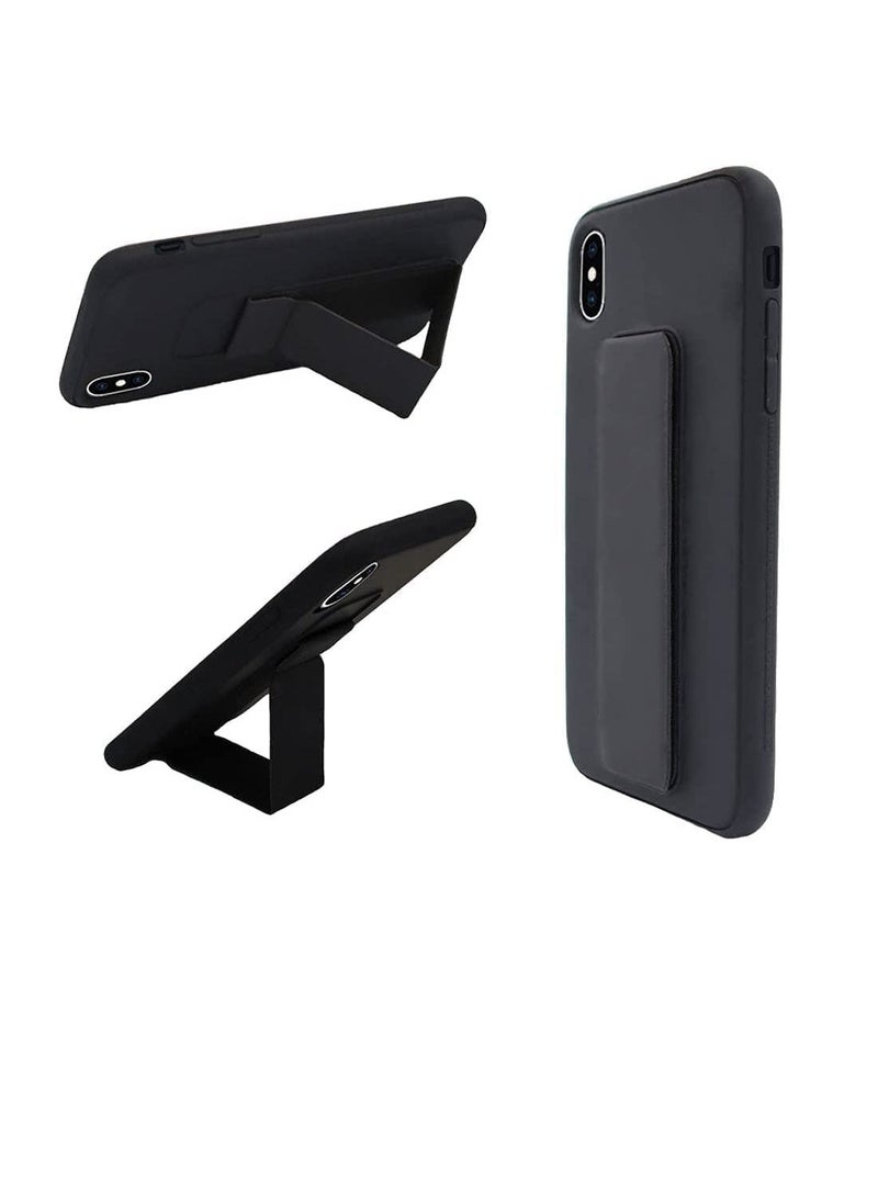 Generic - iPhone xs max Case Cover With Hand Grip holder Car Magnetic Multi function Shockproof Protective Case Two in one Phone holder Case Black - Image 1