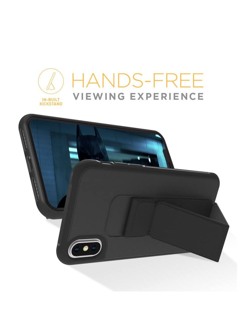 Generic - iPhone xs max Case Cover With Hand Grip holder Car Magnetic Multi function Shockproof Protective Case Two in one Phone holder Case Black - Image 1