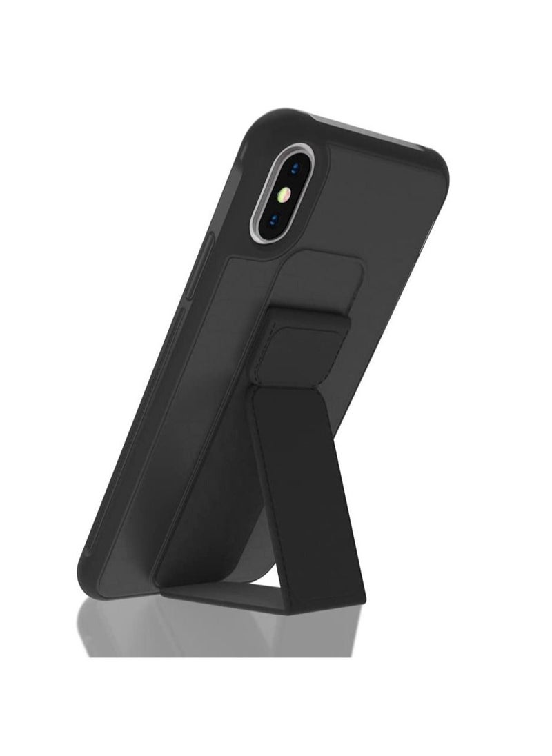 Generic - iPhone xs max Case Cover With Hand Grip holder Car Magnetic Multi function Shockproof Protective Case Two in one Phone holder Case Black - Image 1