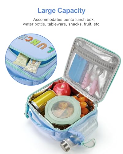 Amersun Kids Insulated Lunch Box- Water-Resistant, Reusable Cute Lunch Tote Bag with Water Bottle Holder & Multi-Pocket-Ideal for Ages 3+ Girls, Boy, School,Travel(Baby Blue) - Image 3
