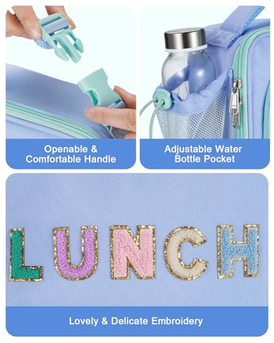 Amersun Kids Insulated Lunch Box- Water-Resistant, Reusable Cute Lunch Tote Bag with Water Bottle Holder & Multi-Pocket-Ideal for Ages 3+ Girls, Boy, School,Travel(Baby Blue) - Image 4