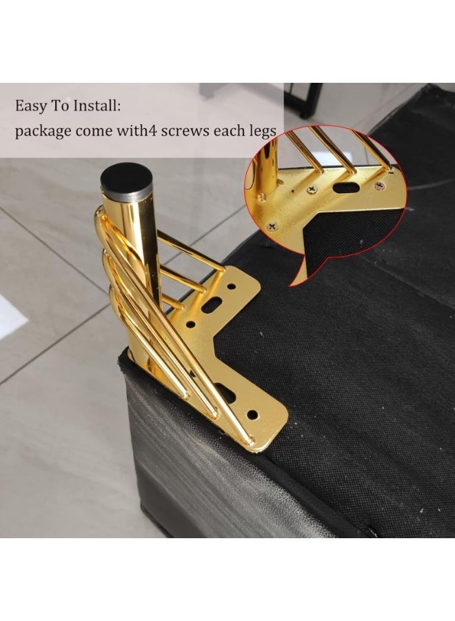Bluejw أرجل أريكة معدنية ذهبية للأثاث استبدال DIY ثقيلة الوزن حديثة مثلثية من الصلب للأدراج وخزائن التلفاز وطاولات القهوة وطاولات النهاية وخزائن الملابس والأرائك والأسرة والكراسي والكراسي بذراعين وخزائن الملابس والأرائك 6 بوصات - Image 3