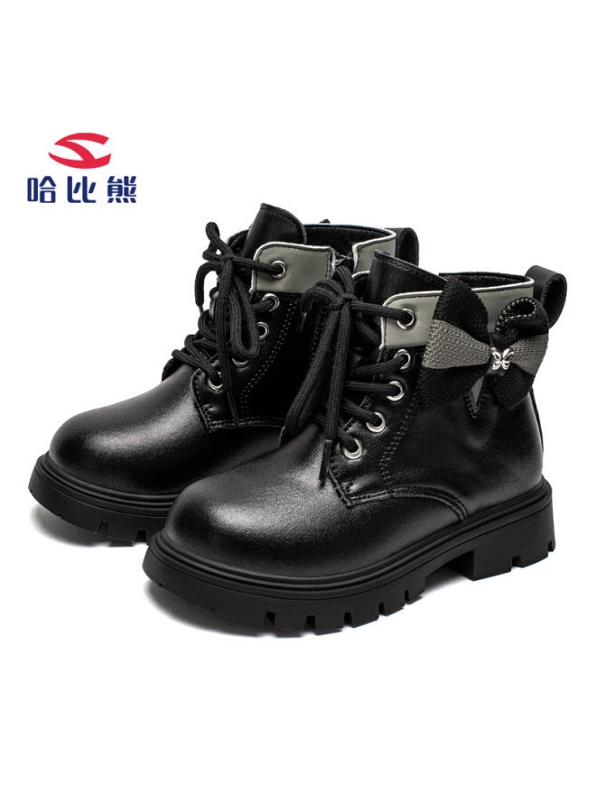 Habi Bear Girls Boots Autumn New Girls Bow Martin Boots Princess Shoes A Generation Of Hair