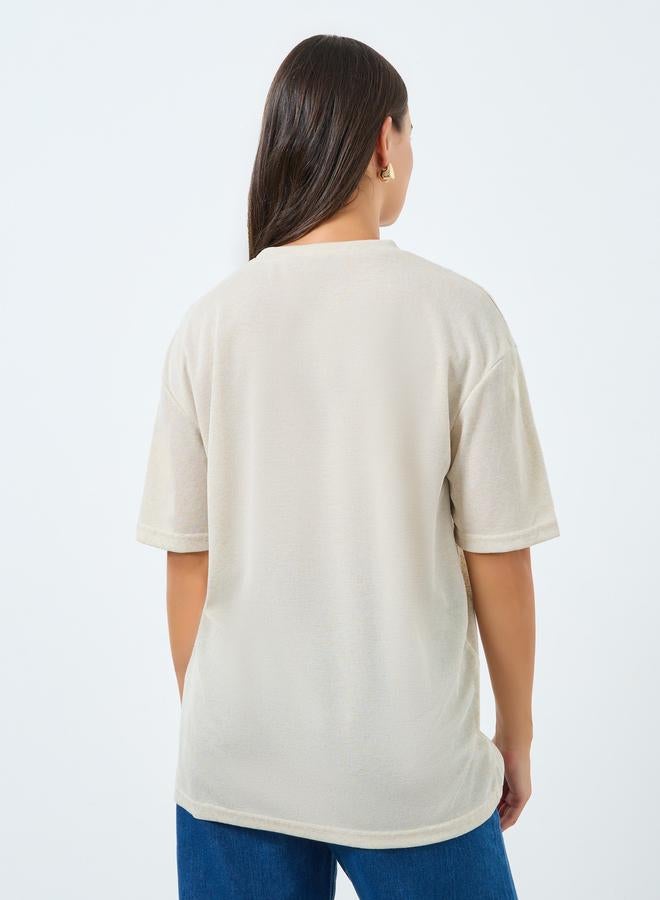 ستايلي تيشيرت محبوك واسع وطويل - Image 4