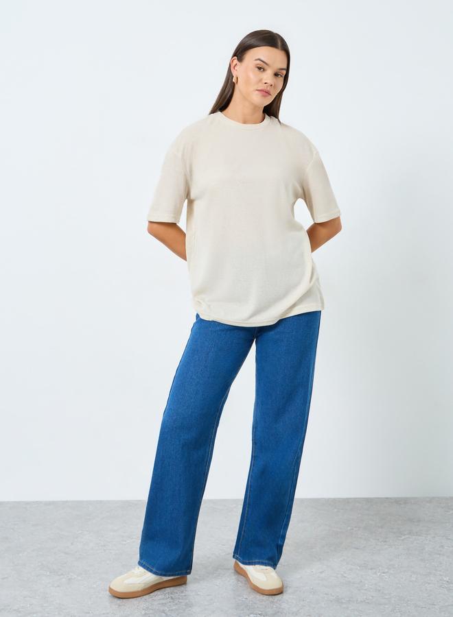 ستايلي تيشيرت محبوك واسع وطويل - Image 2