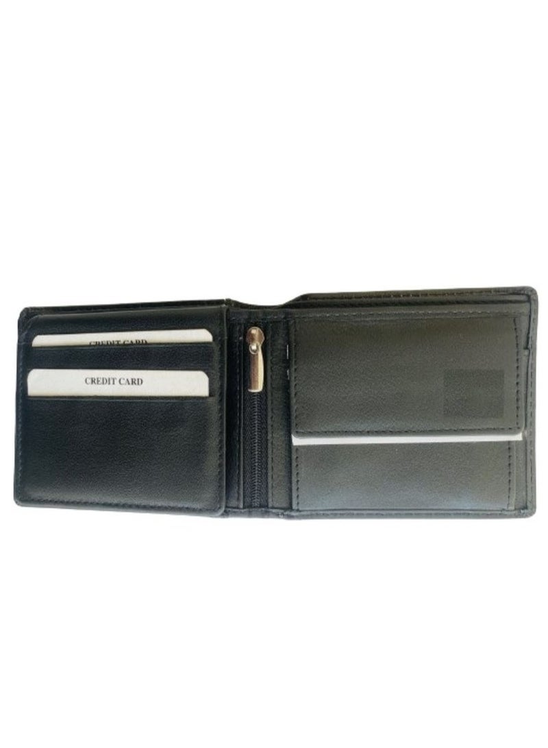 ALLKING AM Men's Leather Wallet RFID Protected (AM095) Black with White Thread  - Image 2