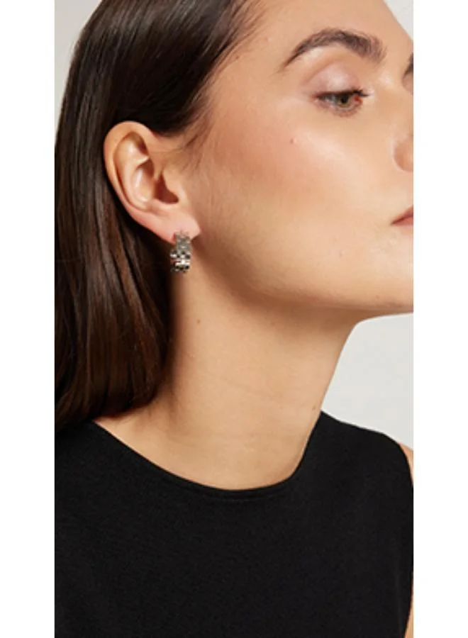 CALVIN KLEIN Geometric Collection C Shape Earrings For Women In Stainless Steel - 35000249
