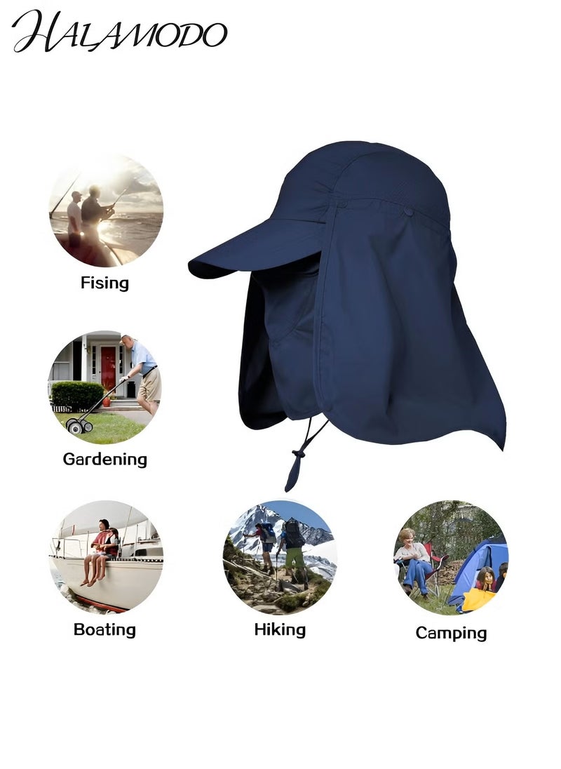 HALAMODO Foldable Fishing Sun Cap Fishing Hats UPF 50+ Protection Caps with Face Mask Neck Flap Breathable Wide Brim Summer UV Protection Hat for Man and Women - Image 5