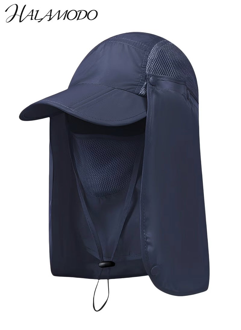 HALAMODO Foldable Fishing Sun Cap Fishing Hats UPF 50+ Protection Caps with Face Mask Neck Flap Breathable Wide Brim Summer UV Protection Hat for Man and Women - Image 2