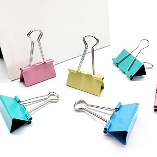 Ykimok Large Binder Clips, 1.6 inch, 24 Pack, Colored Binder Clips, Paper Clamps Large Size for Office Supplies, 4 Vibrant Colors - Image 3