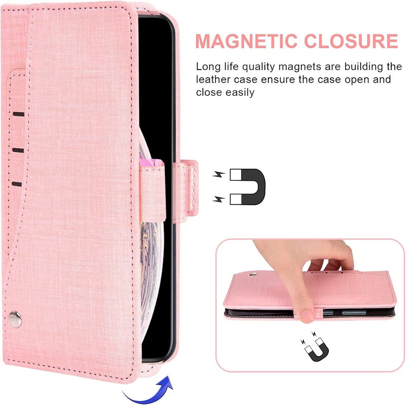 Asuwish Compatible with iPhone Xs X 10 10s Wallet Case Tempered Glass Screen Protector and Flip Cover Card Holder Cell Phone Cases for iPhoneX iPhoneXs iPhone10 i PhoneX SX 10x 10xs X’s Women Men Pink - Image 5