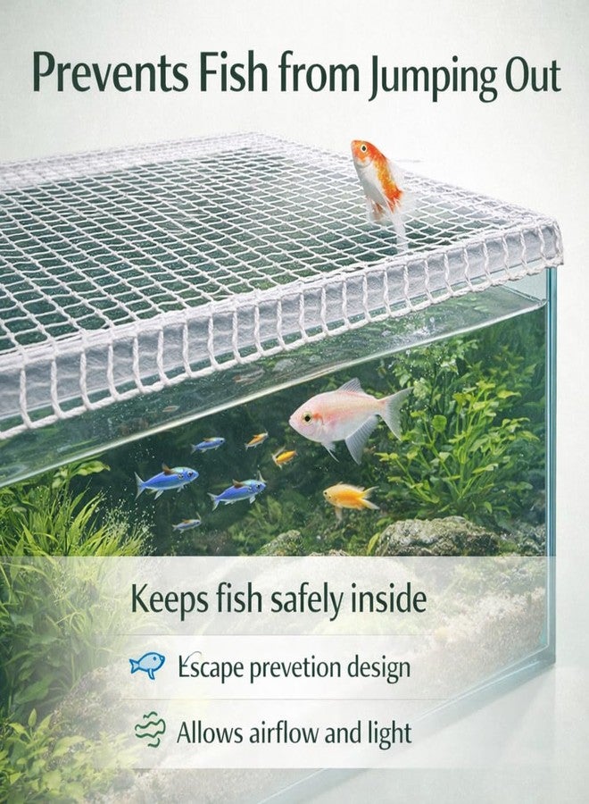 VAYINATO Aquarium Protective Mesh Net Cover – Nylon Rope Fish Tank Jump Guard Lid | Breathable Escape Prevention Net for Fish, Turtle & Reptile Tanks | DIY Stretchable Aquarium Cover (75 * 40cm) - Image 5
