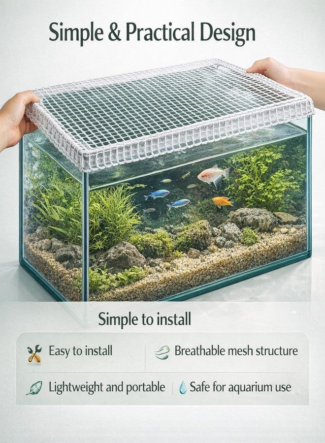 VAYINATO Aquarium Protective Mesh Net Cover – Nylon Rope Fish Tank Jump Guard Lid | Breathable Escape Prevention Net for Fish, Turtle & Reptile Tanks | DIY Stretchable Aquarium Cover (75 * 40cm) - Image 2