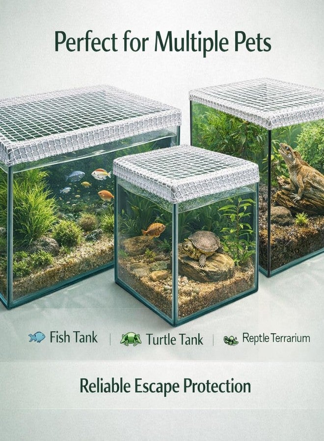 VAYINATO Aquarium Protective Mesh Net Cover – Nylon Rope Fish Tank Jump Guard Lid | Breathable Escape Prevention Net for Fish, Turtle & Reptile Tanks | DIY Stretchable Aquarium Cover (75 * 40cm) - Image 3