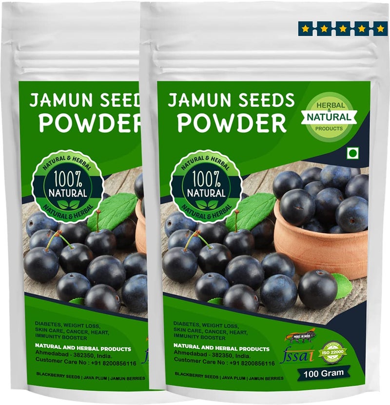 Natural and Herbal Products Fresh Blackberry Seeds PowderJamun SeedsJava PlumJamun Berries For Skin CareFace MaskEvens Skin ToneDiabetesWeightLoss And ImmunityBooster100 GramPack Of 2 - Image 1